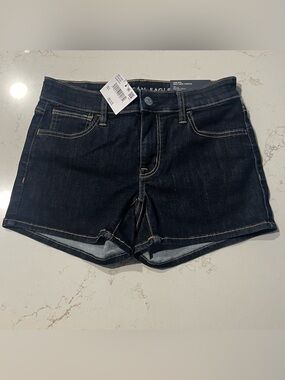 American Eagle Outfitters Dark Blue Low-Rise Denim Shorts
